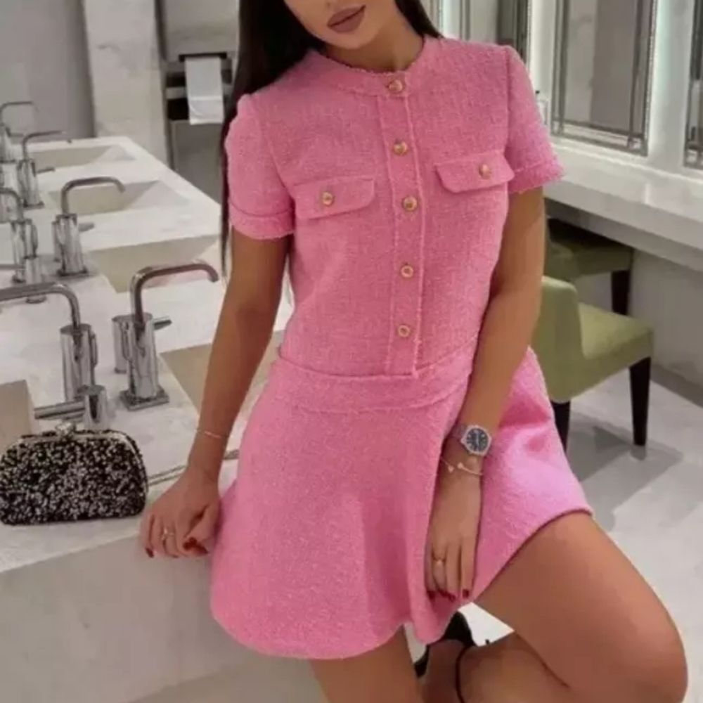 BLOGGER'S FAVE! Zara Tweed Chanel Like Mini Dress Mid Pink NWT